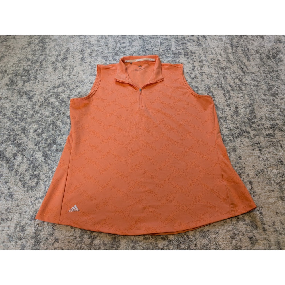 Adidas Orange Sleeveless Quarter Zip Athletic Golf Top Tonal Shirt Women's XL